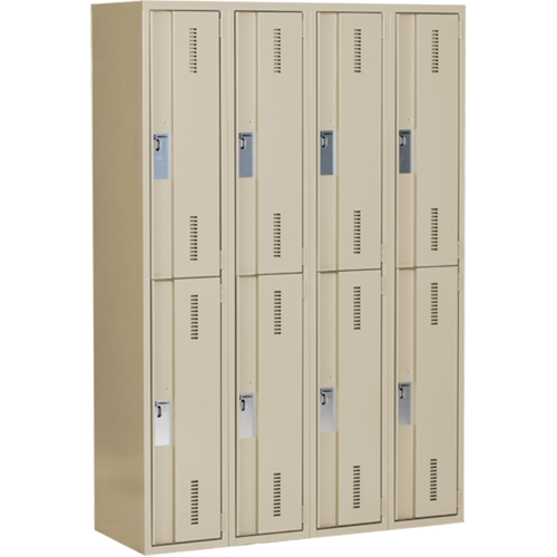 Casiers robustes Concorde, 2 niveaux, Bloc de 4, 48" x 18" x 72", Acier, Beige, Soud&eacute; (assembl&eacute;) Brunswick Fyr & Safety