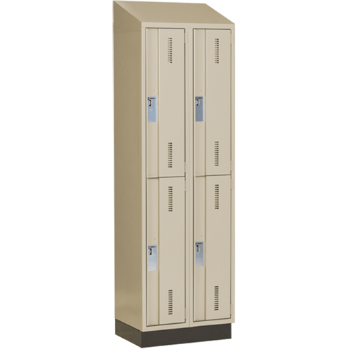 Concorde Heavy-Duty Lockers, 2 -tier, Bank of 2, 24" x 18" x 82", Steel, Beige, Welded (Assembled) Brunswick Fyr & Safety
