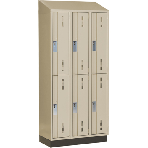 Concorde Heavy-Duty Lockers, 2 -tier, Bank of 3, 36" x 18" x 82", Steel, Beige, Welded (Assembled) Brunswick Fyr & Safety