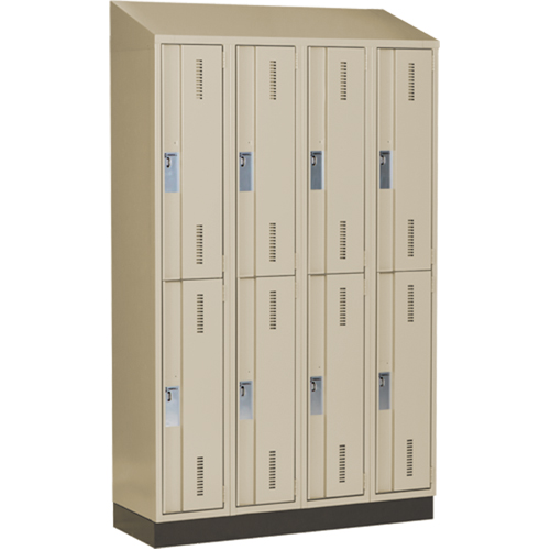 Concorde Heavy-Duty Lockers, 2 -tier, Bank of 4, 48" x 18" x 82", Steel, Beige, Welded (Assembled) Brunswick Fyr & Safety