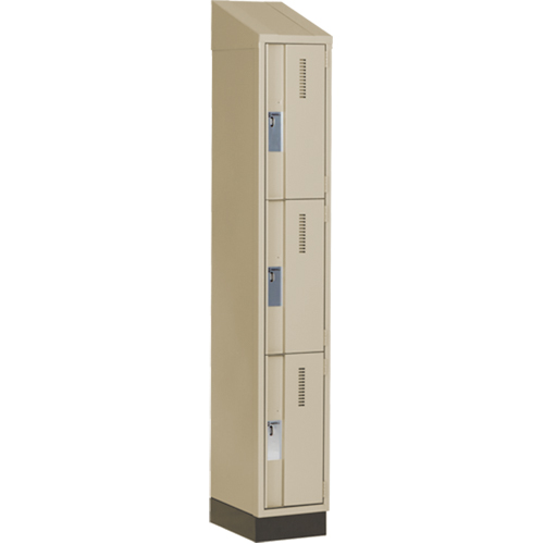 Concorde Heavy-Duty Lockers, 3 -tier, 12" x 18" x 82", Steel, Beige, Welded (Assembled) Brunswick Fyr & Safety