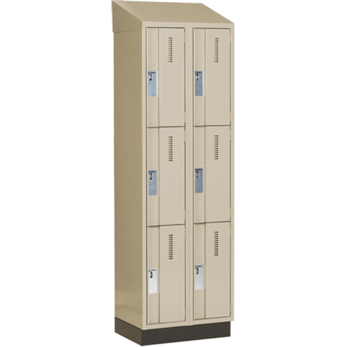 Concorde Heavy-Duty Lockers, 3 -tier, Bank of 2, 24" x 18" x 82", Steel, Beige, Welded (Assembled) Brunswick Fyr & Safety