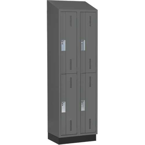 Concorde Heavy-Duty Lockers, 2 -tier, Bank of 2, 24" x 18" x 82", Steel, Charcoal, Welded (Assembled) Brunswick Fyr & Safety