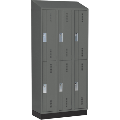 Concorde Heavy-Duty Lockers, 2 -tier, Bank of 3, 36" x 18" x 82", Steel, Charcoal, Welded (Assembled) Brunswick Fyr & Safety