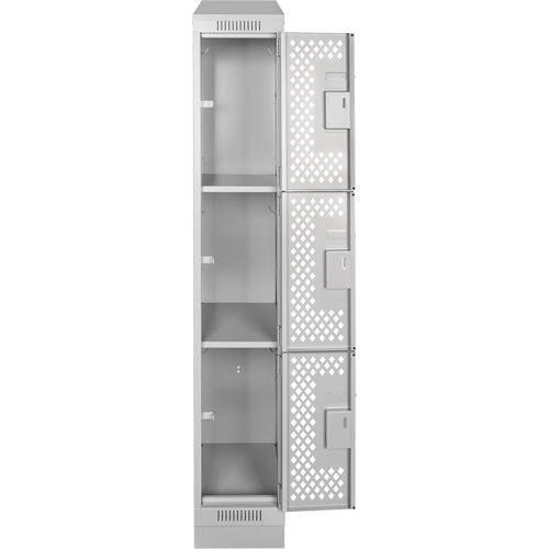 Casiers Clean Line, 3 niveaux, 12" x 12" x 72", Acier, Gris, Rivet (assembl&eacute;), Perfor&eacute; Brunswick Fyr & Safety