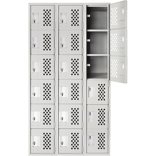 Clean Line Lockerettes, 6 -tier, Bank of 3, 18" x 72" x 12", Steel Brunswick Fyr & Safety