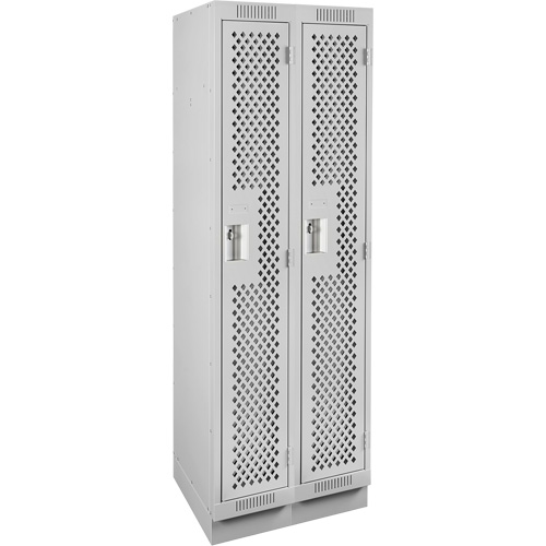 Clean Line Lockers, Bank of 2, 24" x 18" x 76", Steel, Grey, Rivet (Assembled), Perforated Brunswick Fyr & Safety
