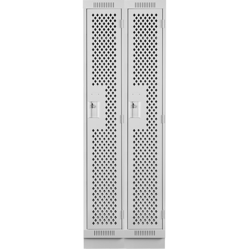 Clean Line Lockers, Bank of 2, 24" x 18" x 76", Steel, Grey, Rivet (Assembled), Perforated Brunswick Fyr & Safety