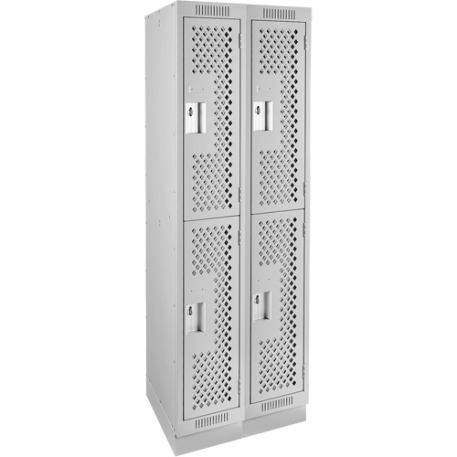 Casiers Clean Line, 2 niveaux, Bloc de 2, 24" x 18" x 76", Acier, Gris, Rivet (assembl&eacute;), Perfor&eacute; Brunswick Fyr & Safety