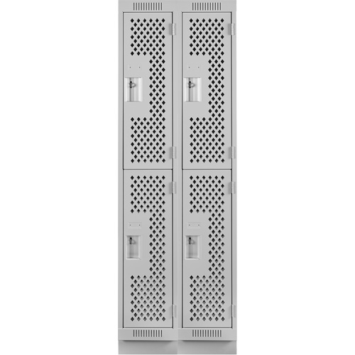 Casiers Clean Line, 2 niveaux, Bloc de 2, 24" x 18" x 76", Acier, Gris, Rivet (assembl&eacute;), Perfor&eacute; Brunswick Fyr & Safety