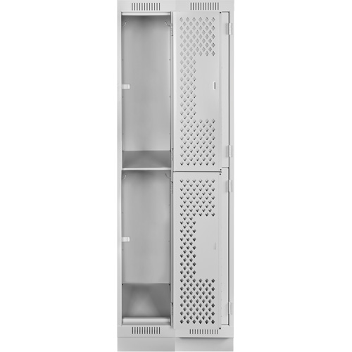 Casiers Clean Line, 2 niveaux, Bloc de 2, 24" x 18" x 76", Acier, Gris, Rivet (assembl&eacute;), Perfor&eacute; Brunswick Fyr & Safety