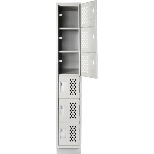 Assembled Lockerettes Clean Line Perforated Economy Lockers, 6 -tier, 18" x 72" x 12", Steel Brunswick Fyr & Safety