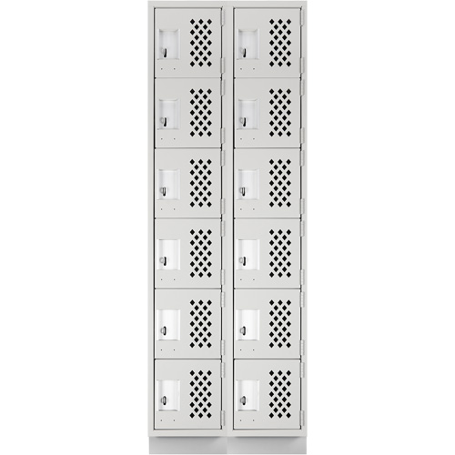 Assembled Lockerettes Clean Line Perforated Economy Lockers, 6 -tier, Bank of 2, 18" x 72" x 12", Steel Brunswick Fyr & Safety
