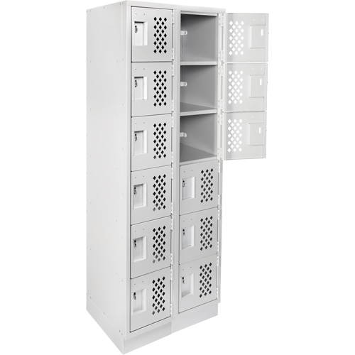 Assembled Lockerettes Clean Line Perforated Economy Lockers, 6 -tier, Bank of 2, 18" x 72" x 12", Steel Brunswick Fyr & Safety