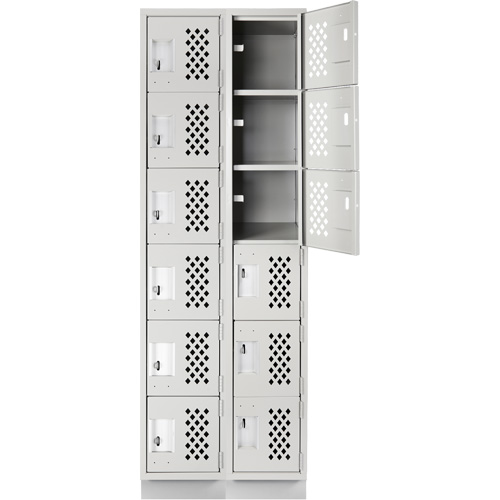 Assembled Lockerettes Clean Line Perforated Economy Lockers, 6 -tier, Bank of 2, 18" x 72" x 12", Steel Brunswick Fyr & Safety