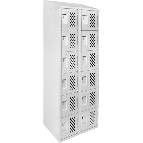 Clean-Line Perforated Lockerette, 6 -tier, Bank of 2, 15" x 72" x 12", Steel Brunswick Fyr & Safety