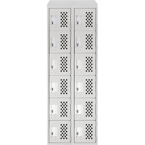 Clean-Line Perforated Lockerette, 6 -tier, Bank of 2, 15" x 72" x 12", Steel Brunswick Fyr & Safety