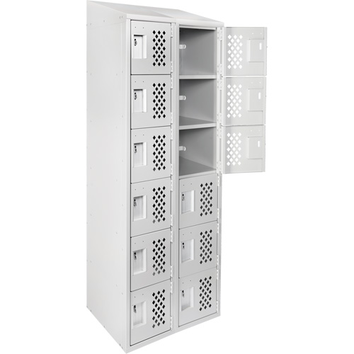 Clean-Line Perforated Lockerette, 6 -tier, Bank of 2, 15" x 72" x 12", Steel Brunswick Fyr & Safety