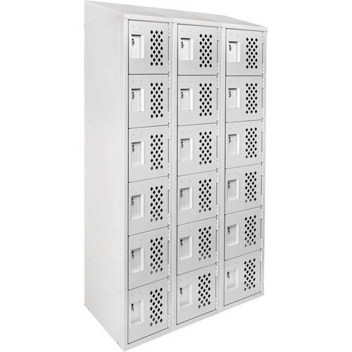 Clean-Line Perforated Lockerette, 6 -tier, Bank of 3, 15" x 72" x 12", Steel Brunswick Fyr & Safety
