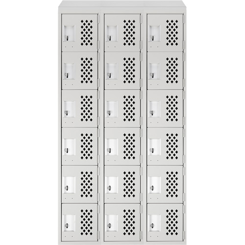 Clean-Line Perforated Lockerette, 6 -tier, Bank of 3, 15" x 72" x 12", Steel Brunswick Fyr & Safety