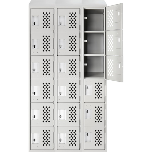 Clean-Line Perforated Lockerette, 6 -tier, Bank of 3, 15" x 72" x 12", Steel Brunswick Fyr & Safety