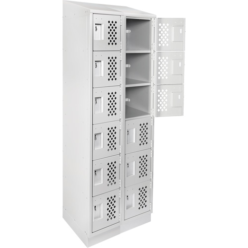 Assembled Lockerettes Clean Line Perforated Economy Lockers, 6 -tier, Bank of 2, 18" x 72" x 12", Steel Brunswick Fyr & Safety