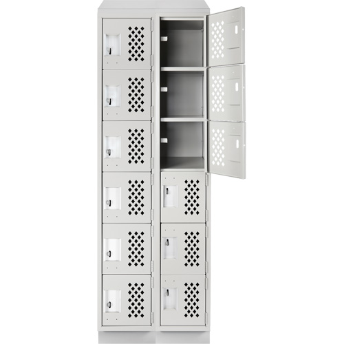 Assembled Lockerettes Clean Line Perforated Economy Lockers, 6 -tier, Bank of 2, 18" x 72" x 12", Steel Brunswick Fyr & Safety
