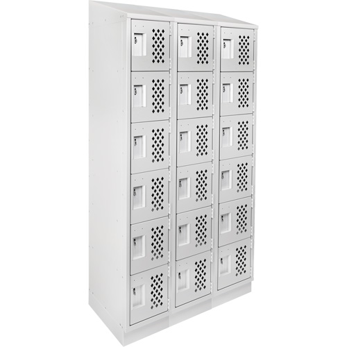 Assembled Lockerettes Clean Line Perforated Economy Lockers, 6 -tier, Bank of 3, 18" x 72" x 12", Steel Brunswick Fyr & Safety