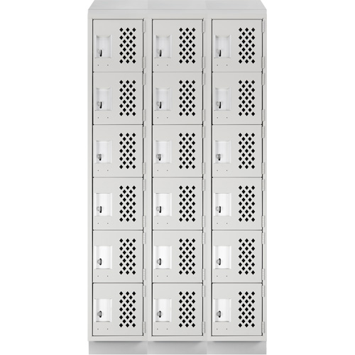 Assembled Lockerettes Clean Line Perforated Economy Lockers, 6 -tier, Bank of 3, 18" x 72" x 12", Steel Brunswick Fyr & Safety
