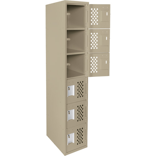 Assembled Lockerettes Clean Line Perforated Economy Lockers, 6 -tier, 18" x 72" x 12", Steel Brunswick Fyr & Safety