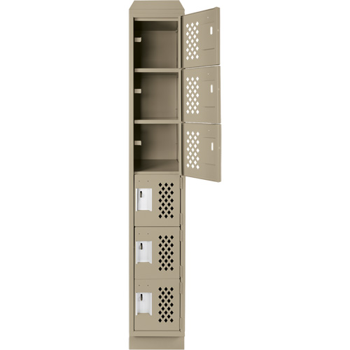 Clean-Line Perforated Lockerette, 6 -tier, 15" x 72" x 12", Steel Brunswick Fyr & Safety