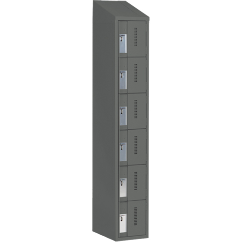 Concorde Heavy-Duty Lockers, 6 -tier, 12" x 18" x 78", Steel, Charcoal, Welded (Assembled) Brunswick Fyr & Safety