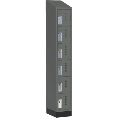 Concorde Heavy-Duty Lockers, 6 -tier, 12" x 18" x 82", Steel, Charcoal, Welded (Assembled) Brunswick Fyr & Safety