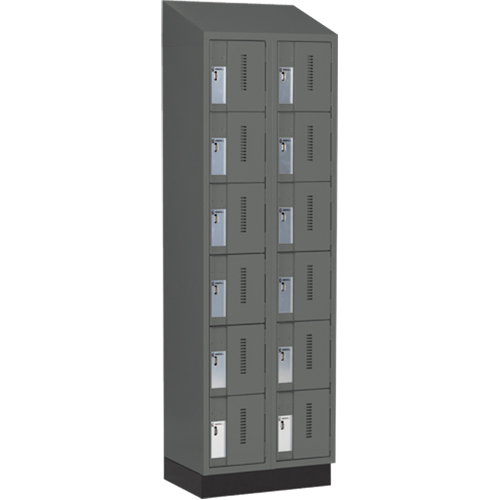Concorde Heavy-Duty Lockers, 6 -tier, Bank of 2, 24" x 18" x 82", Steel, Charcoal, Welded (Assembled) Brunswick Fyr & Safety