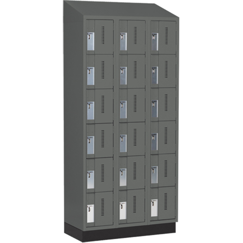 Concorde Heavy-Duty Lockers, 6 -tier, Bank of 3, 36" x 18" x 82", Steel, Charcoal, Welded (Assembled) Brunswick Fyr & Safety