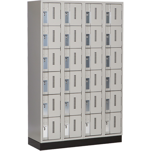 Concorde Heavy-Duty Lockers, 6 -tier, Bank of 4, 48" x 18" x 76", Steel, Grey, Welded (Assembled) Brunswick Fyr & Safety