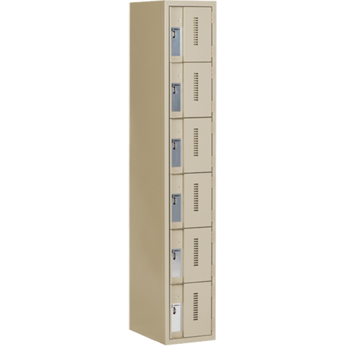 Concorde Heavy-Duty Lockers, 6 -tier, 12" x 18" x 72", Steel, Beige, Welded (Assembled) Brunswick Fyr & Safety