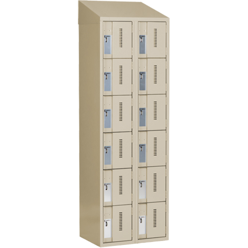 Concorde Heavy-Duty Lockers, 6 -tier, Bank of 2, 24" x 18" x 78", Steel, Beige, Welded (Assembled) Brunswick Fyr & Safety