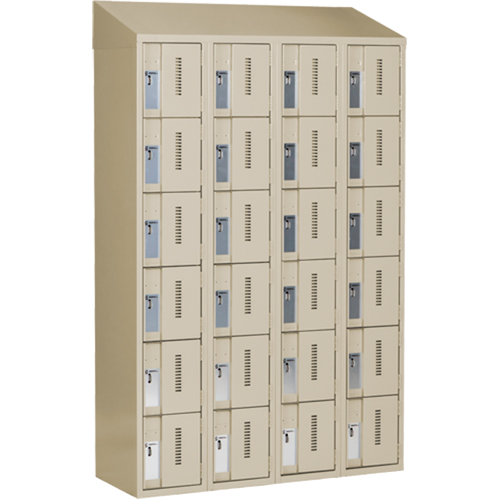Concorde Heavy-Duty Lockers, 6 -tier, Bank of 4, 48" x 18" x 78", Steel, Beige, Welded (Assembled) Brunswick Fyr & Safety