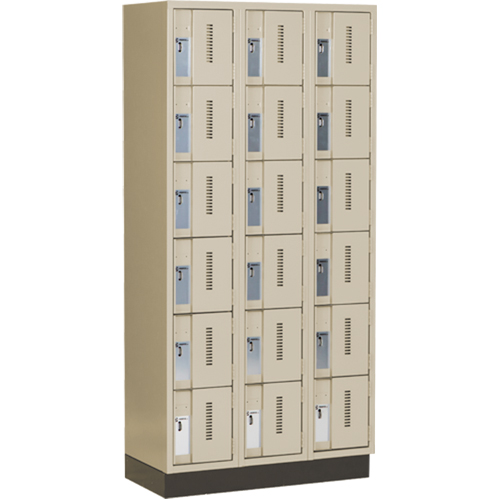 Concorde Heavy-Duty Lockers, 6 -tier, Bank of 3, 36" x 18" x 76", Steel, Beige, Welded (Assembled) Brunswick Fyr & Safety