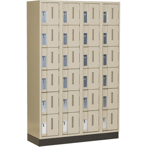 Concorde Heavy-Duty Lockers, 6 -tier, Bank of 4, 48" x 18" x 76", Steel, Beige, Welded (Assembled) Brunswick Fyr & Safety