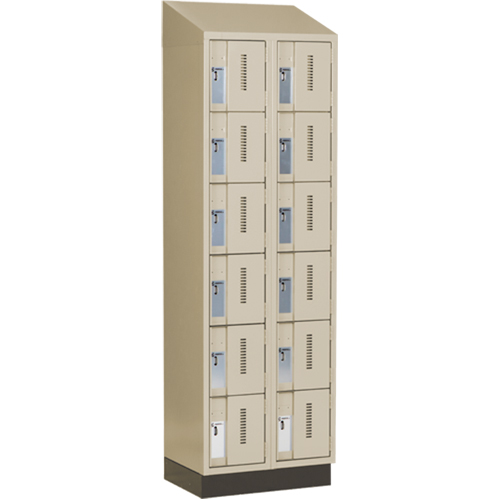 Concorde Heavy-Duty Lockers, 6 -tier, Bank of 2, 24" x 18" x 82", Steel, Beige, Welded (Assembled) Brunswick Fyr & Safety