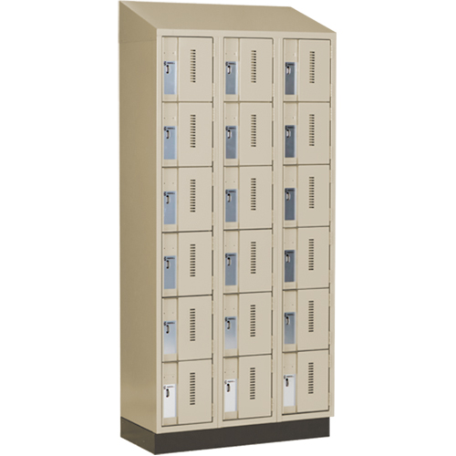 Concorde Heavy-Duty Lockers, 6 -tier, Bank of 3, 36" x 18" x 82", Steel, Beige, Welded (Assembled) Brunswick Fyr & Safety
