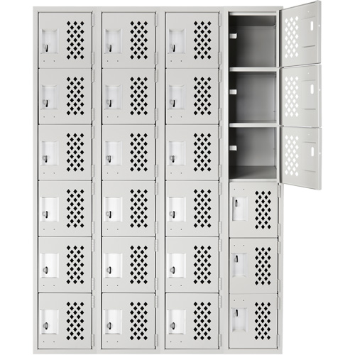 Clean Line Lockerettes, 6 -tier, Bank of 4, 18" x 72" x 12", Steel Brunswick Fyr & Safety