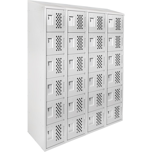 Assembled Clean Line Perforated Economy Lockers, 6 -tier, Bank of 4, 18" x 72" x 12", Steel Brunswick Fyr & Safety
