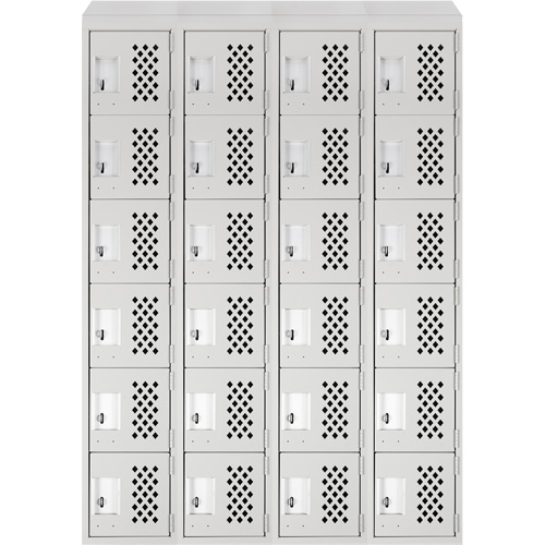 Assembled Clean Line Perforated Economy Lockers, 6 -tier, Bank of 4, 18" x 72" x 12", Steel Brunswick Fyr & Safety
