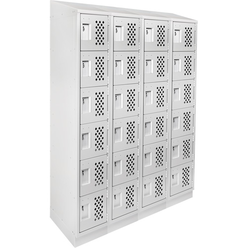 Assembled Clean Line Perforated Economy Lockers, 6 -tier, Bank of 4, 18" x 72" x 12", Steel Brunswick Fyr & Safety