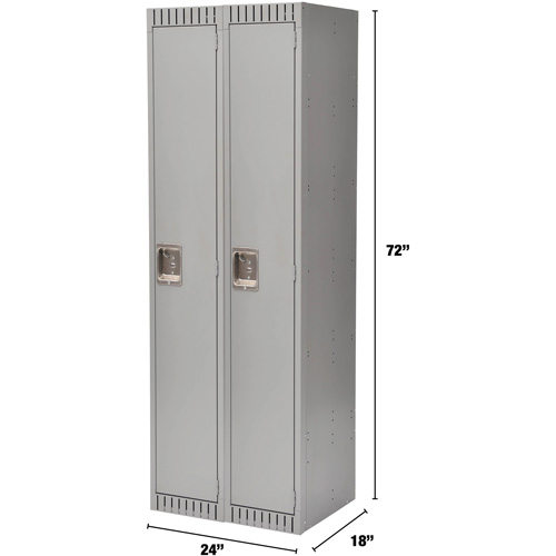 Lockers, Bank of 2, 24" x 18" x 72", Steel, Grey, Knocked Down Brunswick Fyr & Safety