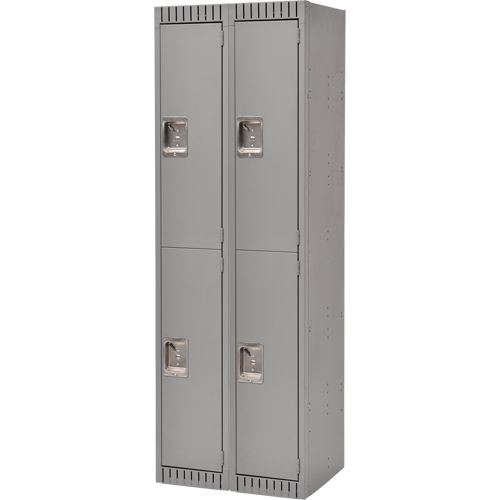 Lockers, 2 -tier, Bank of 2, 24" x 18" x 72", Steel, Grey, Rivet (Assembled) Brunswick Fyr & Safety