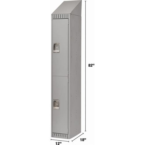 Assembled Lockers, 2 -tier, 12" x 18" x 72", Steel, Grey, Rivet (Assembled) Brunswick Fyr & Safety